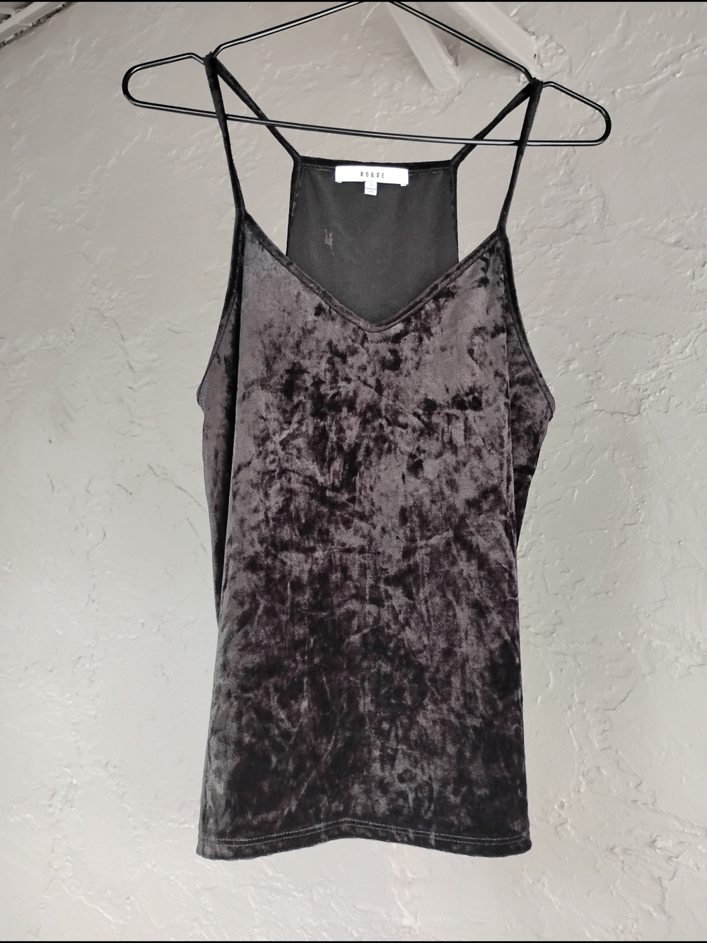 Ro&De Black Velvet V-Neck Tank Top | Size S Vintage Y2K Made in USA